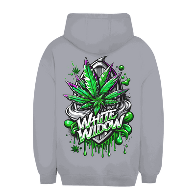 Unisex Oversize Hoodie White Widow by Division420 with adjustable hood and kangaroo pocket