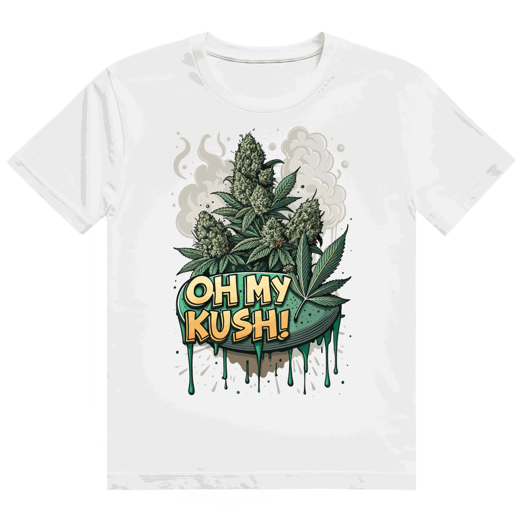 Heavy Cotton T-Shirt size chart with measurements for Division420 Oh my Kush design