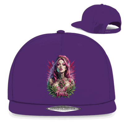 Division420 Snapback Rapper Cap High Times Girl aus Baumwoll-Twill mit flachem Schirm und Retro-Snapbackverschluss