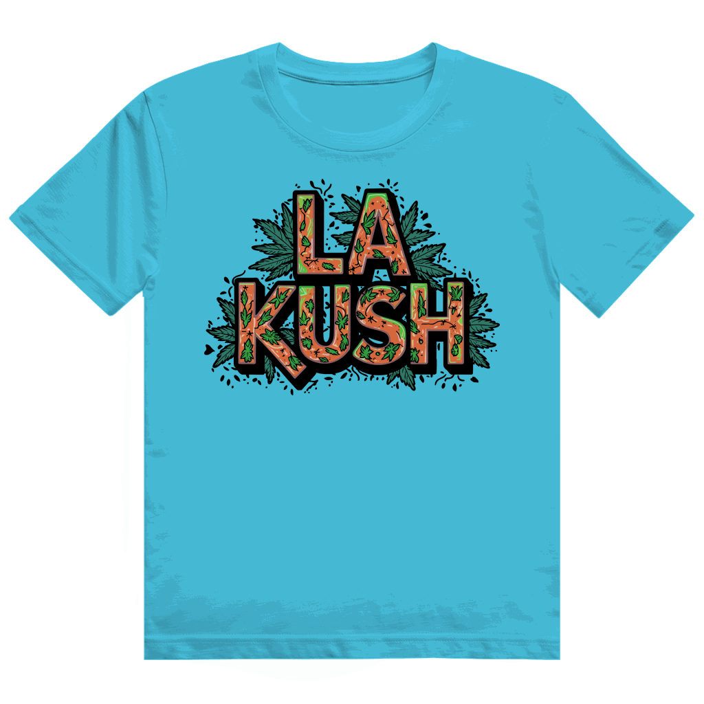 Heavy Cotton T-Shirt LA Kush by Division420 with size chart and streetstyle design