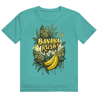 Division420 Heavy Cotton T-Shirt Banana Kush in white with durable ribbed collar and double-stitched hems