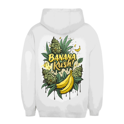 Unisex Oversize Hoodie Banana Kush by Division420 with relaxed fit and adjustable hood
