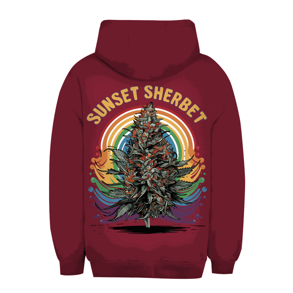 Division420 Unisex Oversize Hoodie Sunset Sherbet with adjustable hood and kangaroo pocket, made from sustainable cotton blend