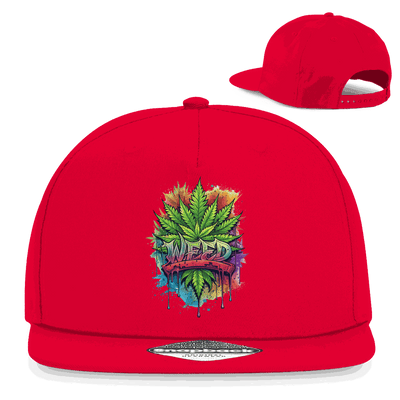 Division420 Snapback Cap mit Weed Art, 5-Panel Design und flachem Schirm aus Baumwoll-Twill