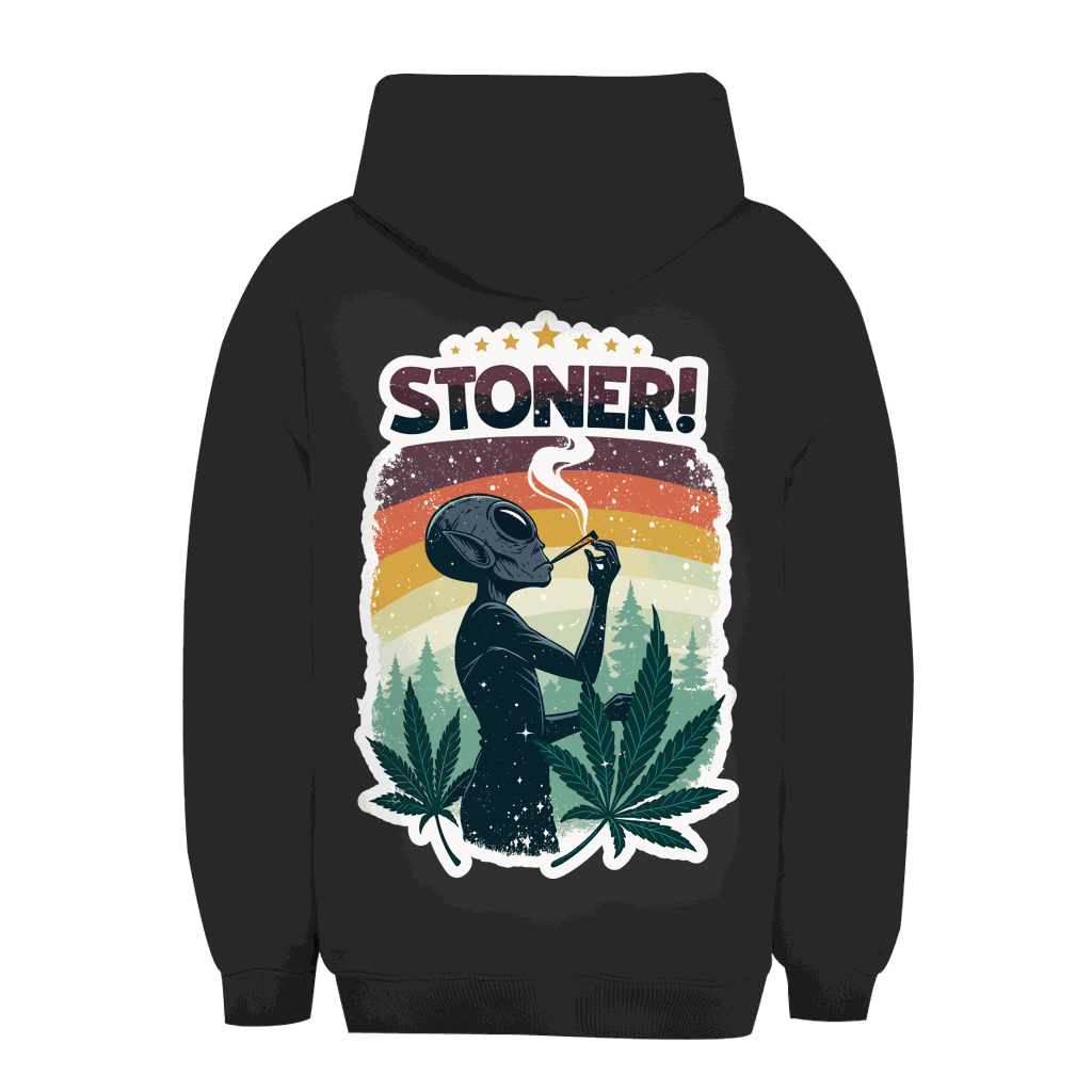 Unisex Oversize Hoodie Alien Stoner von Division420 in urbanem Stil mit Kapuze und Kängurutasche