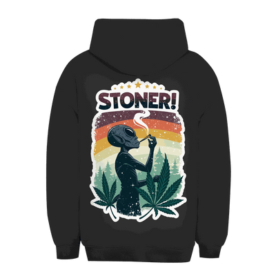 Unisex Oversize Hoodie Alien Stoner von Division420 in urbanem Stil mit Kapuze und Kängurutasche