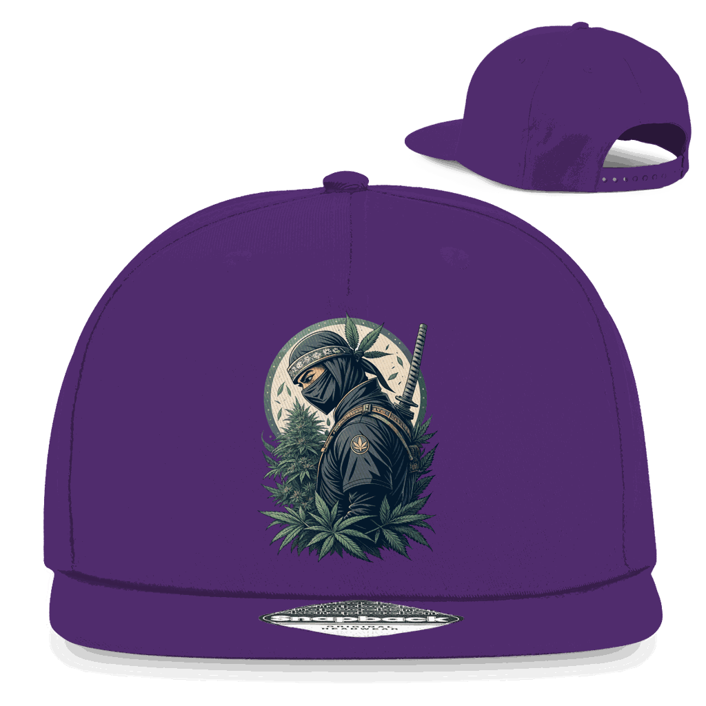 Division420 Snapback Rapper Cap Weed Ninja aus Baumwoll-Twill mit flachem Schirm und Retro-Snapbackverschluss