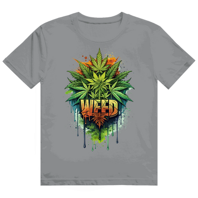 Division420 Heavy Cotton T-Shirt with weed print art and unisex tubular fit size chart