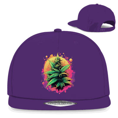 Division420 Snapback Rapper Cap with strain print art, 5-panel cotton twill, flat brim, and snapback closure for urban streetwear style