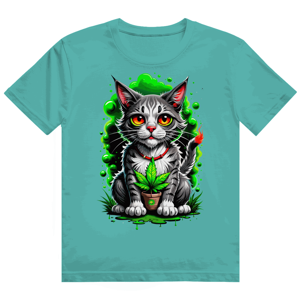 Division420 Heavy Cotton T-Shirt mit Weed Cat Motiv, gemütlich und nachhaltig