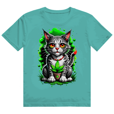 Division420 Heavy Cotton T-Shirt mit Weed Cat Motiv, gemütlich und nachhaltig