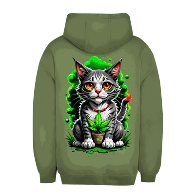 Unisex Oversize Hoodie Weed Cat von Division420 mit nachhaltigem Baumwollmix und lockerem Schnitt