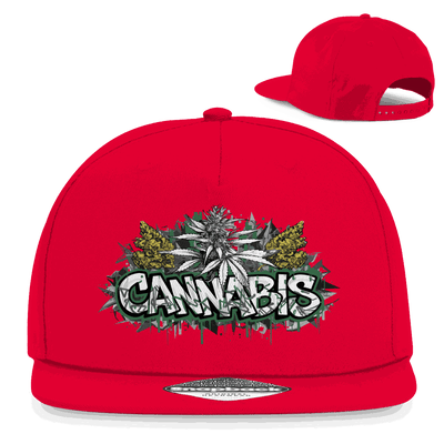 Snapback Rapper Cap mit Cannabis Art Print, 100% Baumwoll-Twill, flacher Schirm, urbaner Streetwear-Style, einstellbarer Snapback-Verschluss