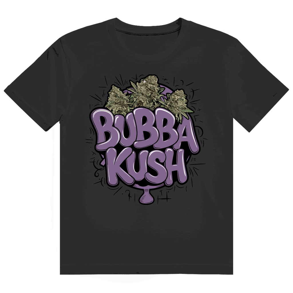Division420 Heavy Cotton T-Shirt Bubba Kush size chart with measurements and fit details
