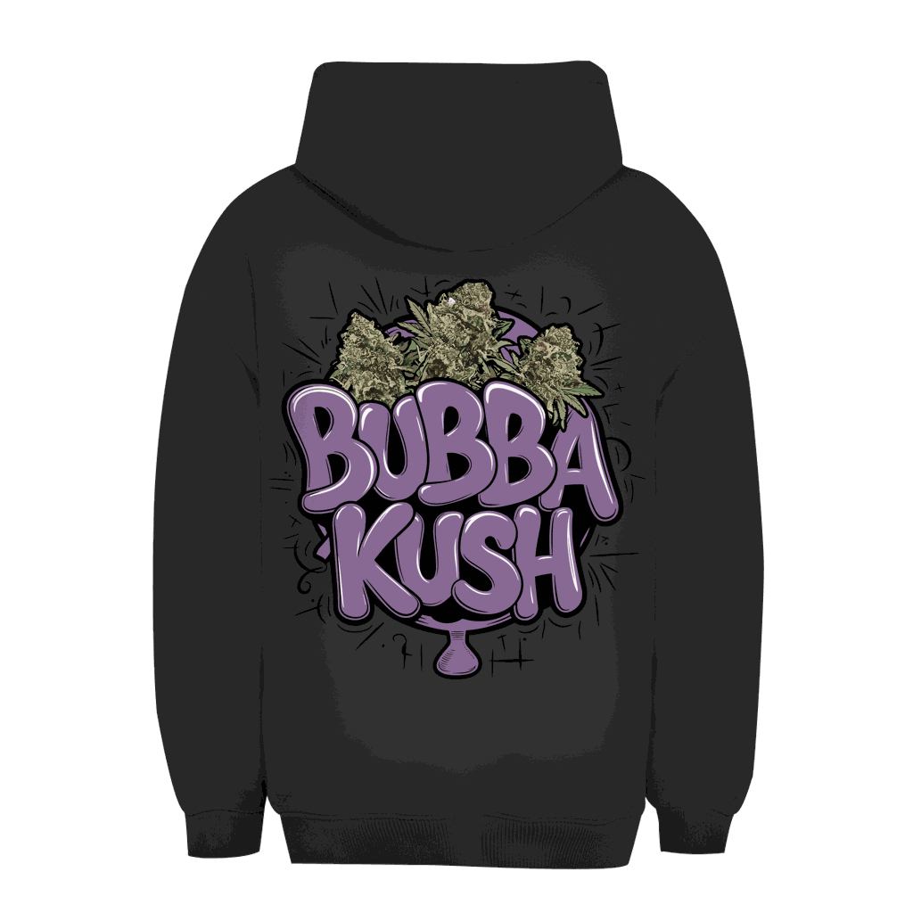 Unisex Oversize Hoodie Bubba Kush von Division420 in urbanem Stil mit Kapuze und Kängurutasche