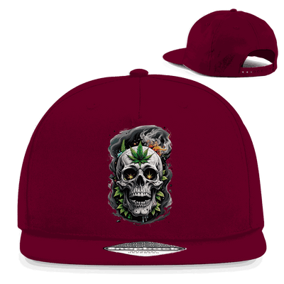 Division420 Snapback Cap Skull in 100% Baumwoll-Twill mit flachem Schirm und Retro Snapback-Verschluss