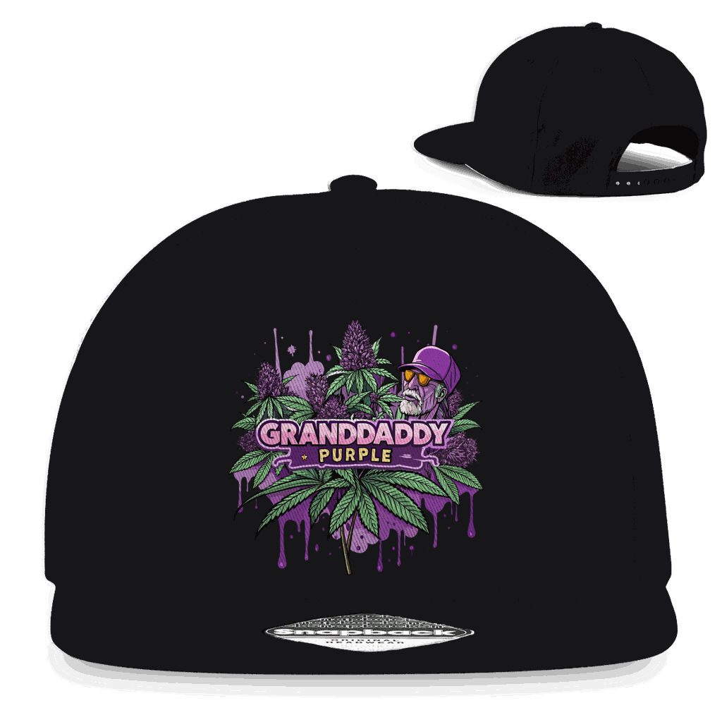 Division420 Snapback Rapper Cap Granddaddy Purple aus Baumwoll-Twill mit flachem Schirm und Retro-Snapback-Verschluss