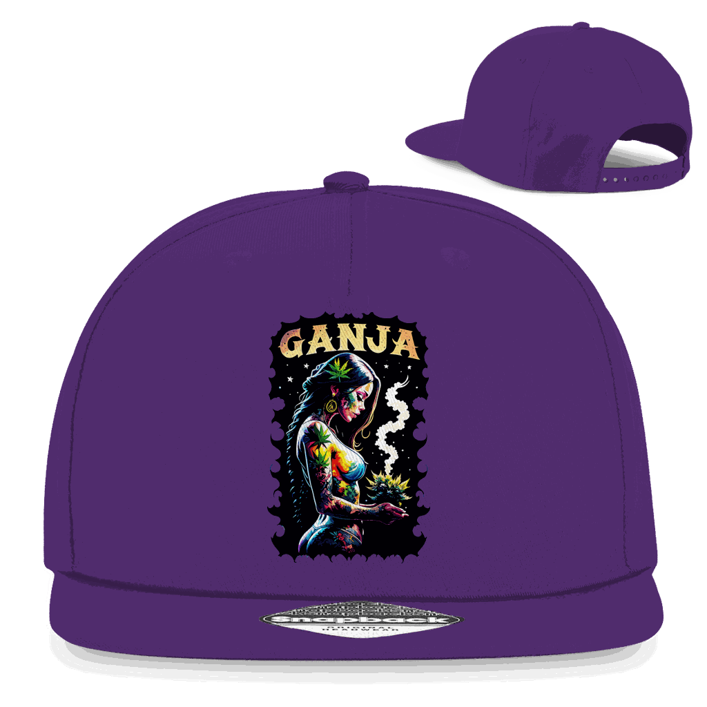 Division420 Snapback Cap Ganja Girl aus Baumwoll-Twill mit flachem Schirm und Retro-Snapbackverschluss