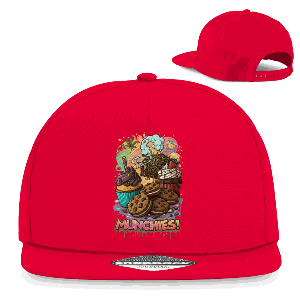 Division420 Snapback Cap Munchies Art aus Baumwoll-Twill mit flachem Schirm und Retro-Snapbackverschluss