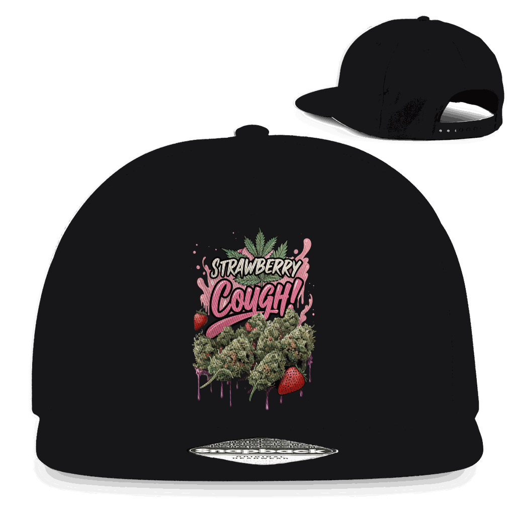 Division420 Snapback Cap Strawberry Cough aus Baumwoll-Twill mit flachem Schirm und Retro Snapback-Verschluss