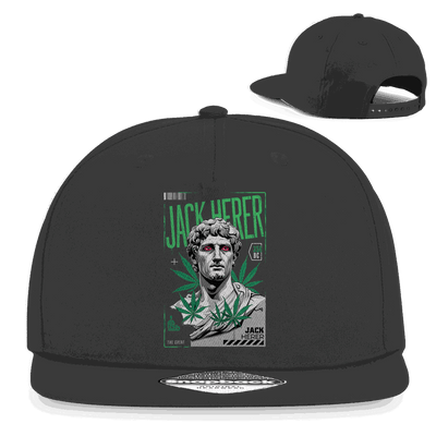 Snapback Rapper Cap Jack Herer aus Baumwoll-Twill mit flachem Schirm und Retro Snapback-Verschluss