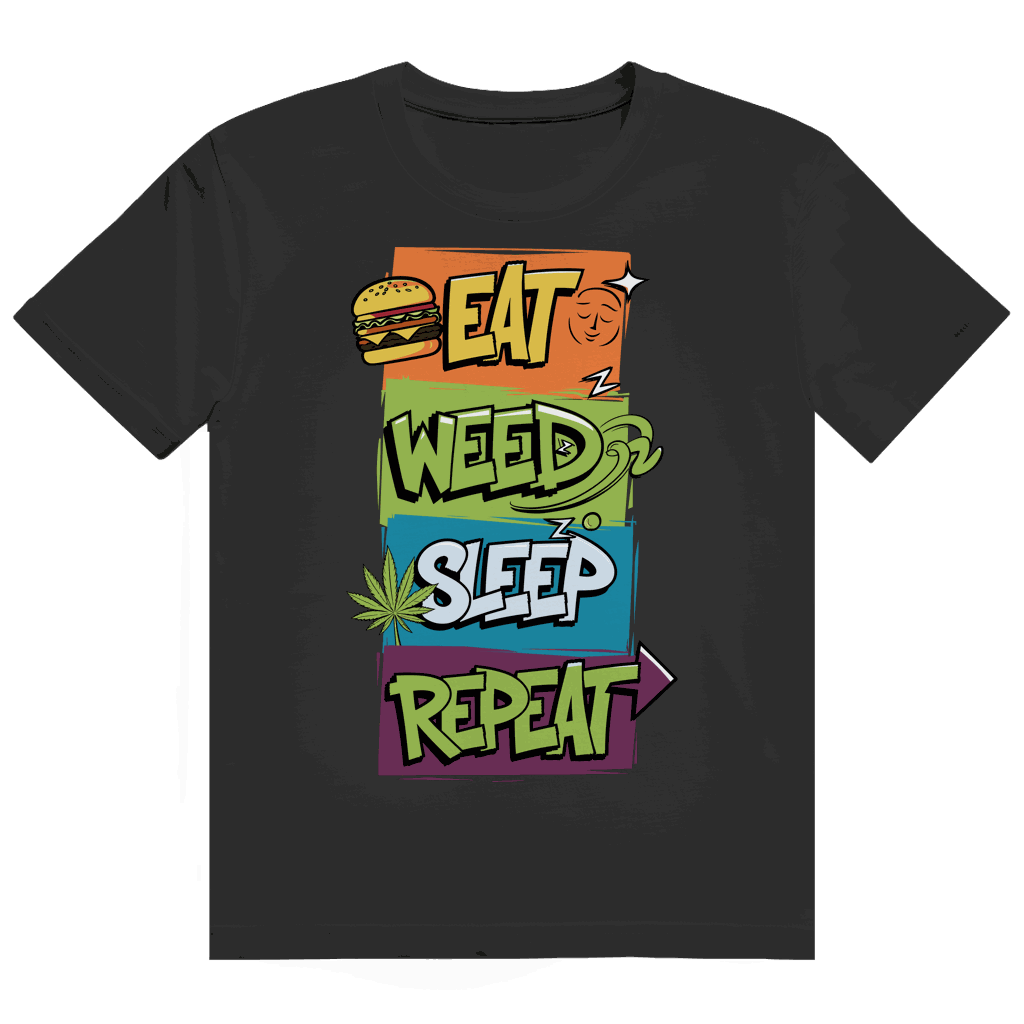 Division420 Heavy Cotton T-Shirt Eat Weed Sleep Repeat aus 100% ringgesponnener Baumwolle mit modernem Tubular Fit und nachhaltiger Produktion