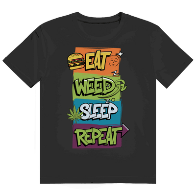 Division420 Heavy Cotton T-Shirt Eat Weed Sleep Repeat aus 100% ringgesponnener Baumwolle mit modernem Tubular Fit und nachhaltiger Produktion