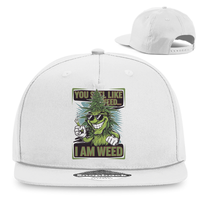 Snapback Cap You smell Like Weed aus Baumwoll-Twill mit flachem Schirm und Snapback-Verschluss in urbanem Design