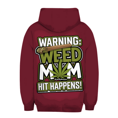 Unisex Oversize Hoodie von Division420 mit Warning Weed Mom Design, urbaner Style und nachhaltige Materialien