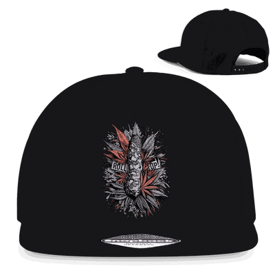 Division420 Snapback Cap Roll up flat brim black cotton 5-panel streetwear style