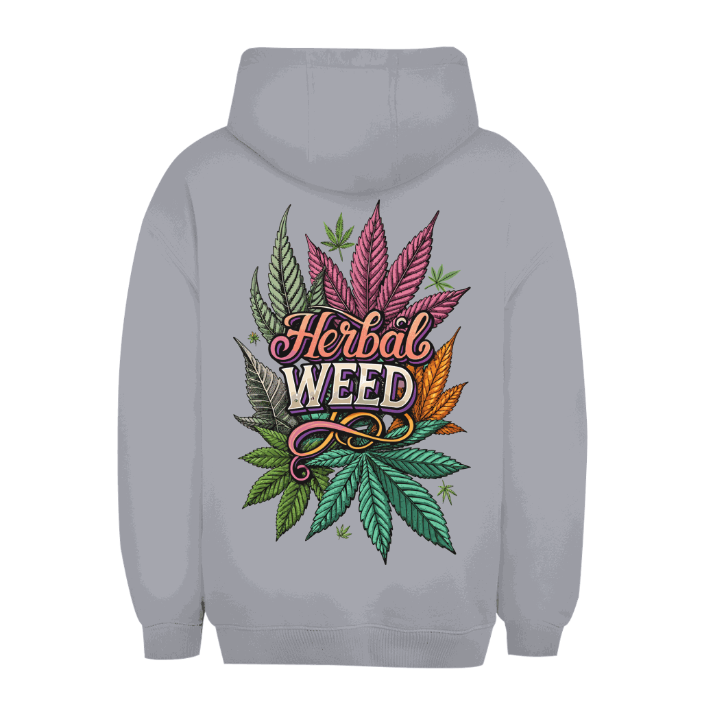 Unisex Oversize Hoodie von Division420 mit Herbal Weed Motiv und Kängurutasche