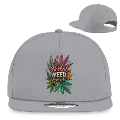 Division420 Snapback Rapper Cap mit Herbal Weed Motiv, 5-Panel Baumwoll-Twill, flachem Schirm und Retro Snapbackverschluss, urbaner Streetwear-Style