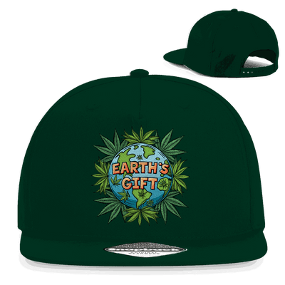 Snapback Rapper Cap Earth´s Gift von Division420 in schwarz mit flachem Schirm und Retro-Snapback-Verschluss