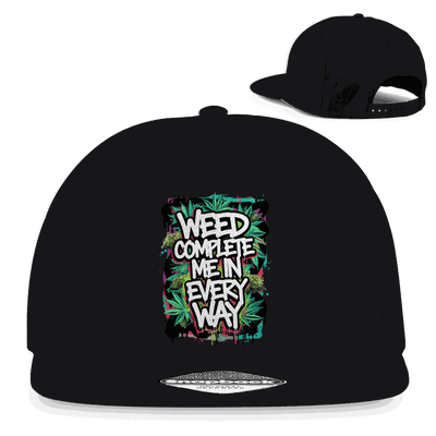 Snapback Rapper Cap mit Weed-Design und flachem Schirm aus Baumwoll-Twill in urbanem Stil
