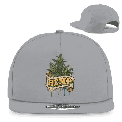 Snapback Cap aus Baumwoll-Twill mit Hemp Art Print, klassisches 5-Panel Design und flachem Schirm von Division420