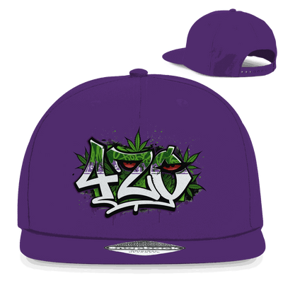 Division420 Snapback Rapper Cap 420 Graffiti in Baumwoll-Twill mit flachem Schirm und Retro-Snapbackverschluss