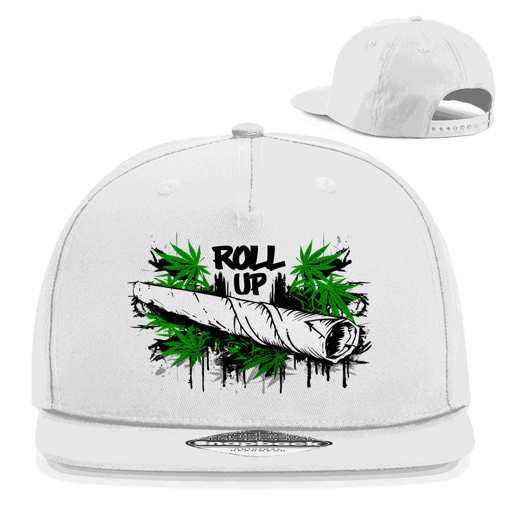 Schwarze Snapback Rapper Cap aus Baumwoll-Twill mit flachem Schirm und Retro-Snapbackverschluss