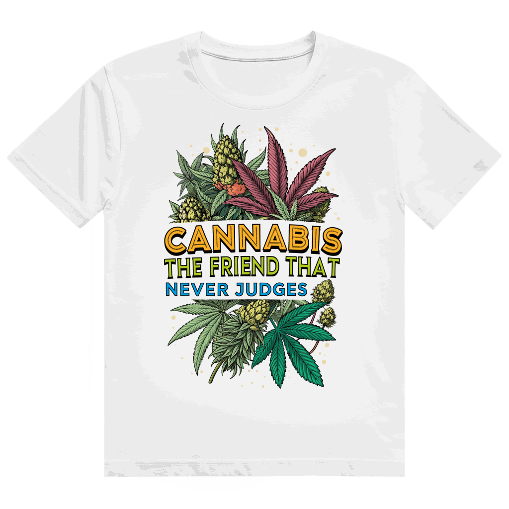 Heavy Cotton T-Shirt aus nachhaltiger Baumwolle mit Cannabis-Design und lockerem Tubular Fit