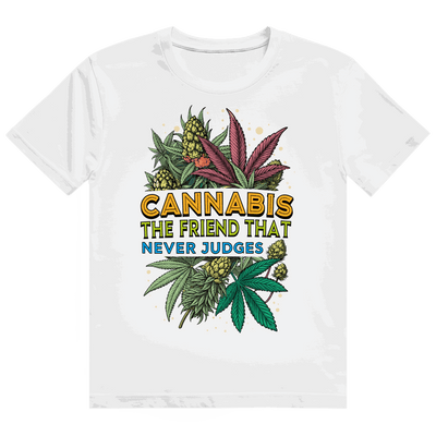 Heavy Cotton T-Shirt aus nachhaltiger Baumwolle mit Cannabis-Design und lockerem Tubular Fit