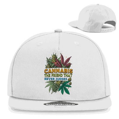 Snapback Rapper Cap aus Baumwoll-Twill mit Cannabis-Design und Snapback-Verschluss