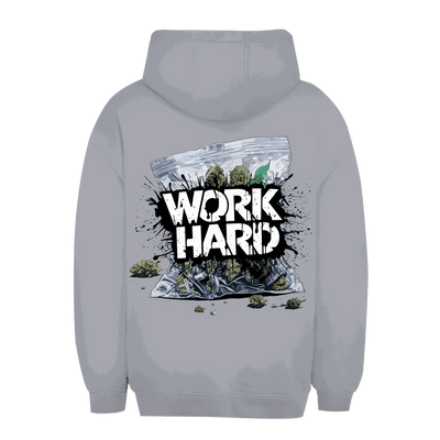 Unisex Oversize Hoodie Work Hard von Division420 mit Kapuze und Kängurutasche