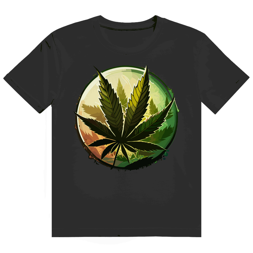 Heavy Cotton T-Shirt mit Weed Leaf Art Print von Division420 in Streetstyle-Design