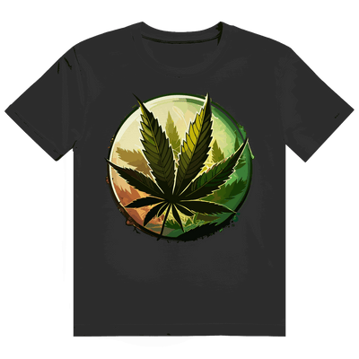 Heavy Cotton T-Shirt mit Weed Leaf Art Print von Division420 in Streetstyle-Design