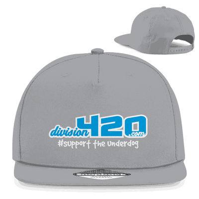 Division420 Snapback Cap Support the Underdog aus Baumwoll-Twill mit flachem Schirm und Retro Snapback-Verschluss