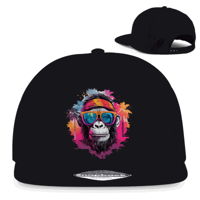 Division420 Snapback Rapper Cap Cool Monkey aus Baumwoll-Twill mit flachem Schirm und Retro-Snapbackverschluss