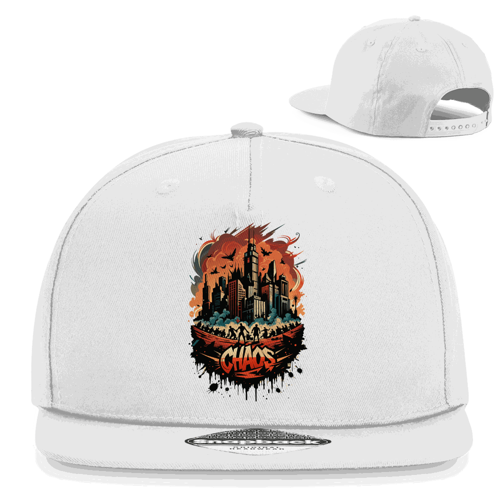 Division420 Snapback Rapper Cap Chaos aus Baumwoll-Twill mit flachem Schirm und Retro-Snapbackverschluss