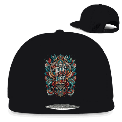 Division420 Snapback Rapper Cap Thug Life mit flachem Schirm und Retro-Snapbackverschluss