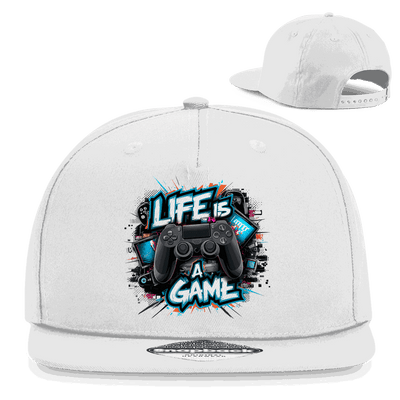 Schwarze Snapback Cap Life is a Game mit 5-Panel Design und Snapback-Verschluss von Division420