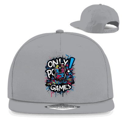 Division420 Snapback Rapper Cap Only PC Games aus Baumwoll-Twill mit flachem Schirm und Snapback-Verschluss