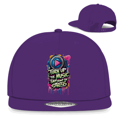 Division420 Snapback Cap Turn up the Music aus Baumwoll-Twill mit flachem Schirm und Retro-Snapbackverschluss